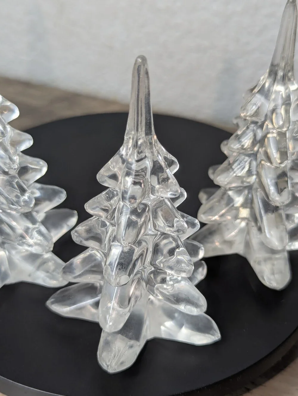 Vintage Mid-Century Clear Art Glass Christmas Trees - Set of 3